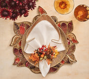 Kim Seybert Nile Napkin in White & Bronze, Set of 4