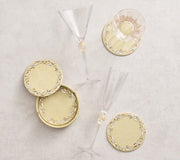 Bejeweled Coaster in Gold & Crystal, Set of 4 in a Gift Box by Kim Seybert