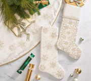 Kim Seybert Crystal Frost Stocking in White, Gold & Silver