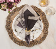 Enigma Placemat in Gold & Gunmetal, Set of 2 by Kim Seybert