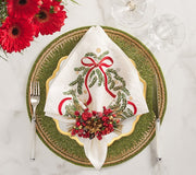 Kim Seybert Merry & Bright Napkin in White, Red & Green, Set of 4