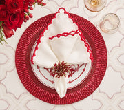 Kim Seybert Arches Napkin in White, Red & Gold, Set of 4, 21”