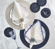 Palisade Coaster in Navy, Set of 4 in a Gift Bag by Kim Seybert