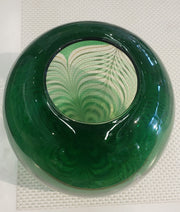 Vintage Durand Pulled Feather Vase, Green & White