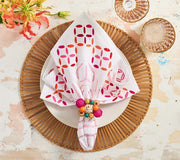 Malta Napkin in White, Pink & Orange, Set of 4 by Kim Seybert