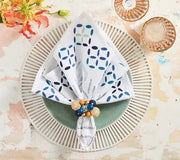 Malta Napkin in White & Blue, Set of 4 by Kim Seybert