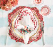 Reef Chic Placemat in White, Coral & Turquoise, Set of 2 by Kim Seybert