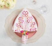 Malta Napkin in White, Pink & Orange, Set of 4 by Kim Seybert