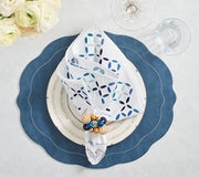 Malta Napkin in White & Blue, Set of 4 by Kim Seybert