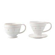 Juliska Berry and Thread Classic Whitewash Pour Over Coffee Set apart