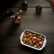 Plisse Porcelain Deep Rectangular Eared Roaster by Pillivuyt