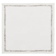 Kim Seybert Impression White & Silver Linen Napkins, Set of 4, 21” Cloth Napkins Kim Seybert 