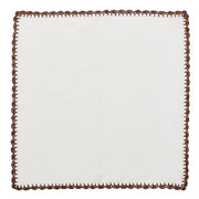 Kim Seybert Shell Edge White & Brown Linen Napkins, Set of 4, 21” Cloth Napkins Kim Seybert 