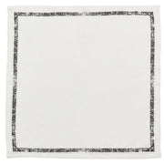 Kim Seybert Impression White & Gunmetal Grey Linen Napkins, Set of 4, 21” Cloth Napkins Kim Seybert 