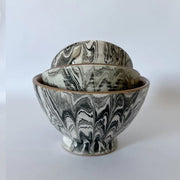 Swirled Black Moroccan Ceramic Bowl, 7:" dia. La Vie Nomade 