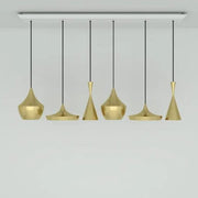 Tom Dixon Beat LED Linear 6 Pendant System Chandelier Lighting Tom Dixon Brass 