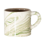 Marbled Olive Green Moroccan Ceramic Mug, 3.9"