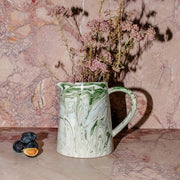 Marbled Olive Green Moroccan Pitcher, 4.7"