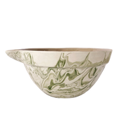 Marbled Olive Green Moroccan Mixing Bowls, Set of 3
