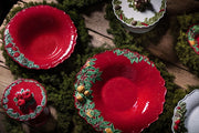 Christmas Garland Red Dessert Plate by Bordallo Pinheiro