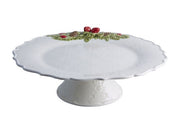 Christmas Garland White Footed Cake Plate by Bordallo Pinheiro