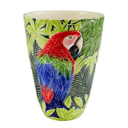 Equatorial Large Hand-Painted Macaw Vase by Bordallo Pinheiro