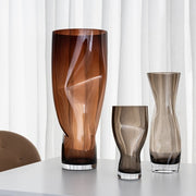Squeeze 13" Smokey Brown Vase by Lena Bergstrom for Orrefors