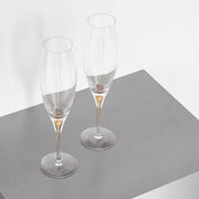 Intermezzo Gold Champagne Glass Set of 2 by Erika Lagerbielke for Orrefors