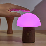 The Mini Alice Walnut Wood Mushroom LED Color Lamp