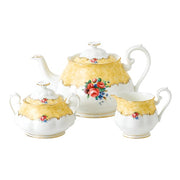 100 Years 1990 Bouquet 3-Piece Teapot, Creamer & Sugar Bowl Set by Royal Albert