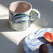 Marbled Ocean Moroccan Ceramic Mug, 3.9"