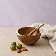 Baya Mini Bowl & Spoon Set, Olive Wood with Bone Accents