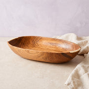 Baya Oval Serving Bowl, Olive Wood with Bone Accents