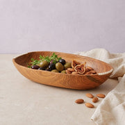 Baya Oval Serving Bowl, Olive Wood with Bone Accents