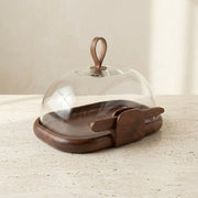 Talo Serving/Storage Cloche, Walnut Finish