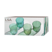 Gems Large Stackable LusteredJade Green Colored Glass Tumblers, 10.5 oz., Set of 4