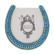 Gold Horseshoe 3.5" Photo Frame with Capri Blue Stones by Olivia Riegel