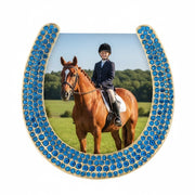 Gold Horseshoe 3.5" Photo Frame with Capri Blue Stones by Olivia Riegel
