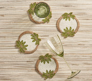 Oasis Coasters in Ivory, Green & Gold, Set of 4 in a Gift Bag by Kim Seybert