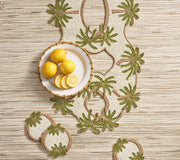Oasis Coasters in Ivory, Green & Gold, Set of 4 in a Gift Bag by Kim Seybert