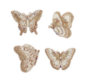 Papillon Coasters in Ivory & Gold, Set of 4 in Gift Bag by Kim Seybert