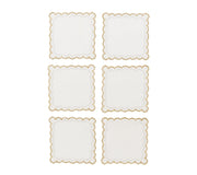 Arches Cocktail Napkins in White, Gold & Silver, Set of 6 in Gift Box by Kim Seybert