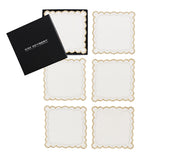 Arches Cocktail Napkins in White, Gold & Silver, Set of 6 in Gift Box by Kim Seybert