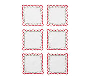 Arches Cocktail Napkins in White, Red & Green, Set of 6 in Gift Box by Kim Seybert