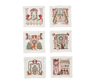 Holiday Paws Cocktail Napkin in Multi, Set of 6 in Gift Box by Kim Seybert