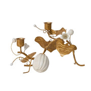 Juliska Forest Walk Pumpkin & Vine Double Candlestick Holder, Gold