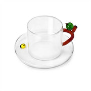 Ichendorf Milano Fruits & Flowers Glass Tea Cup & Saucer, 10 oz.