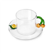 Ichendorf Milano Fruits & Flowers Glass Tea Cup & Saucer, 10 oz.