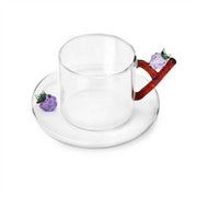 Ichendorf Milano Fruits & Flowers Glass Tea Cup & Saucer, 10 oz.