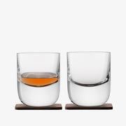LSA International Whiskey Renfrew Tumbler & Walnut Coaster, Set of 2, 9 oz.